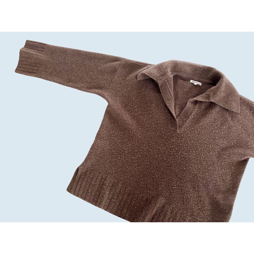 REFORMATION Otto Regenerative Wool Brown Polo Pullover Sweater Sz XS - Picture 5 of 8